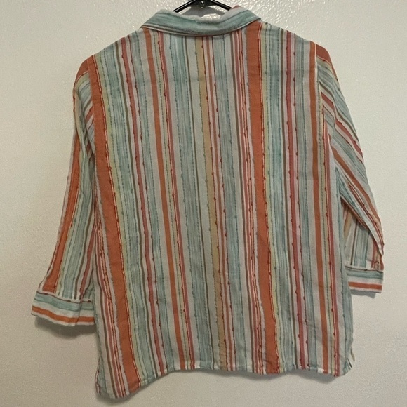Alfred Dunner Summer Stripe Button Down Shirt Size 12P - Picture 2 of 4